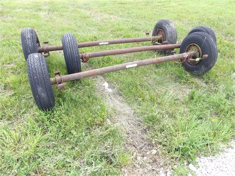 TRAILER AXLES (3) W / 8-14.5 TIRES