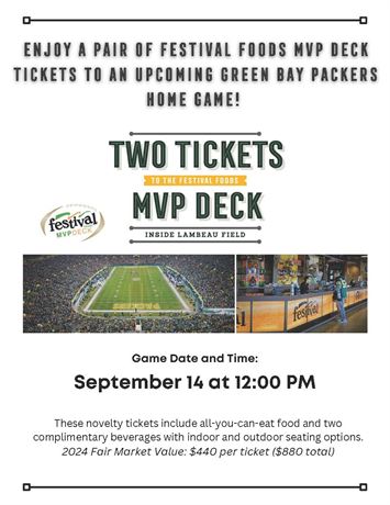 Festival Foods MVP Packer Tickets