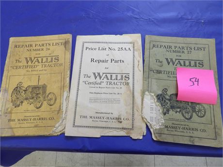 WALLIS 12-20 Tractor Parts Manuals