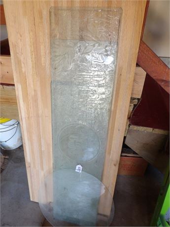 OLD COUNTRY BUFFET ETCHED GLASS - LARGE WOOD BUTCHER BLOCK