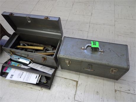 (2) METAL TOOL BOXES W / SOME SHOP TOOLS