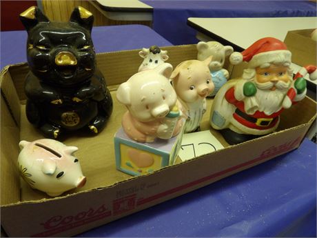 PIGGY BANKS - SANTA - COW COIN BANKS