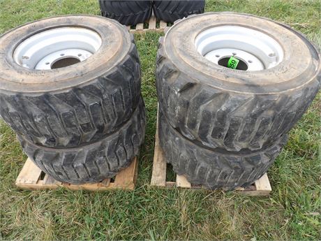 TITAN (4) 33x15.50-16.5 WHEEL LOADER TIRES W / 6 BOLT RIMS