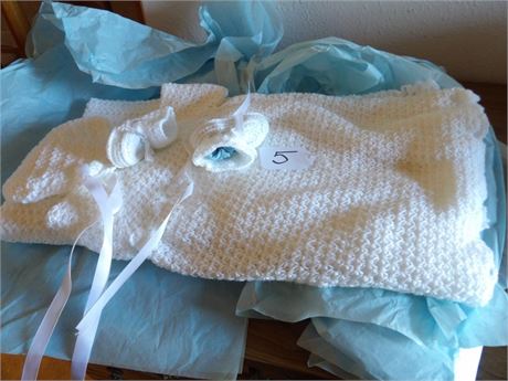 BAPTISM DRESS - BOOTIES - BONNET - BLANKET