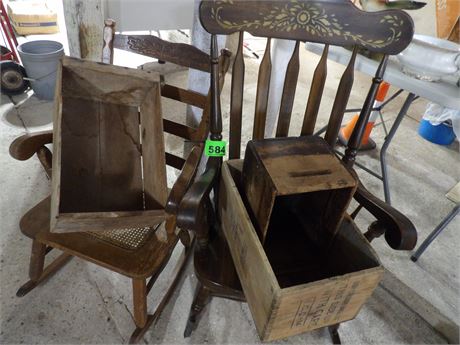 WOODEN CRATES - (2) ROCKING CHAIRS