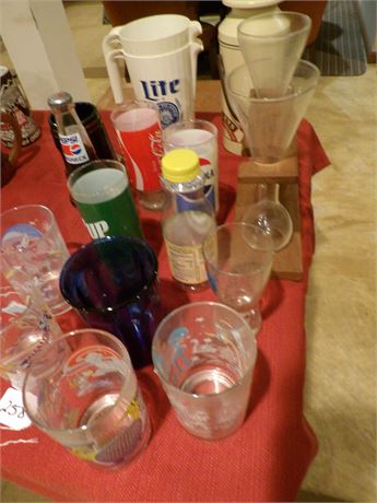 ASSORTMENT OF CARTOON GLASSES - PEPSI COLA - PLUS MORE