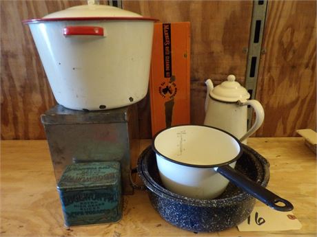 ENAMELWARE KETTLES - TIN - ETC
