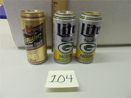 MGD - MILLER LITE ( 2 )  - GREEN BAY PACKERS TIN COIN BANKS