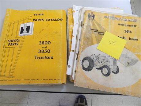 International Harvester 3444 - 3500 - 2500 - 3800 Tractor Parts and OP Manuals