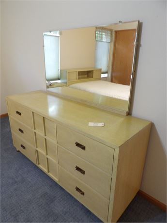 9 DRAWER DRESSER W/ MIRROR-1 DRAWER NIGHT STAND-HEADBOARD-5 DRAWER DRESSER
