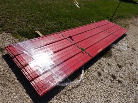 USED BRIGHT RED STEEL SIDING ( 10 PC 12'-10 PC 10' APPROX. )