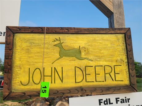 JOHN DEERE SIGN CHAINSAW WOOD CARVING