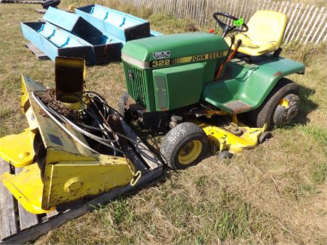 JOHN DEERE 382 PARTS RIDER - W / DECK & BLOWER