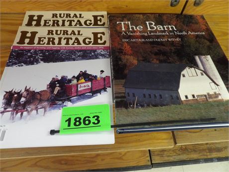 "THE BARN" HARD COVER BOOK - "RURAL HERITAGE" MAGAZINES
