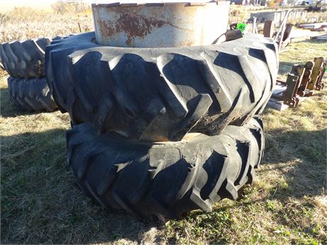 18.4-38 TRACTOR TIRES W / DUAL RIMS SOME HARDWARE