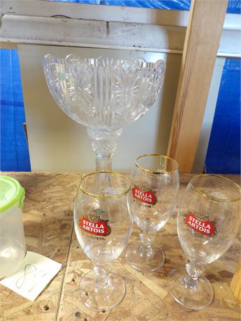 SHANNON CRYSTAL PEDESTAL BOWL - PLASTIC CONTAINERS-STELLA  ARTOIS GLASSWARE