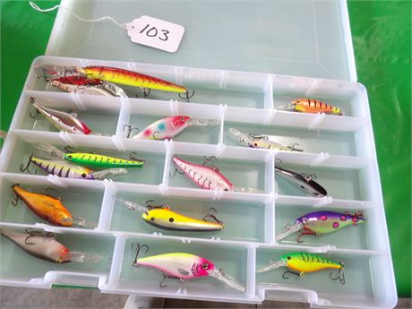 MINNOW LURES W / PLASTIC PLANO ORGANIZER