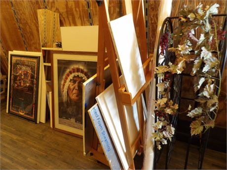 LARGE LOT - EASEL - PICTURES ETC