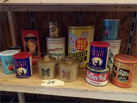 ASSORTMENT OF VINTAGE TINS - MINI CROCKS