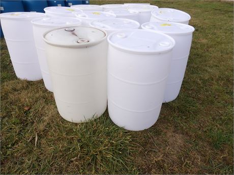 WHITE PLASTIC BARRELS