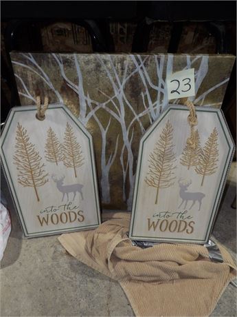 "INTO THE WOODS" DECORATIONS W / FOREST PICTURE