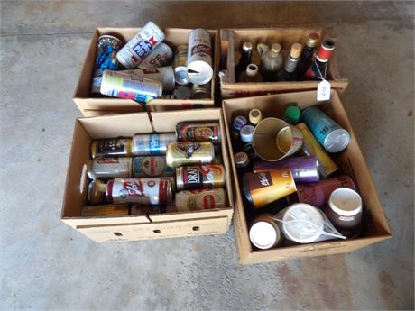 4 BOXES COLLECTOR CANS - BOTTLES - MILWAUKEE CRATE