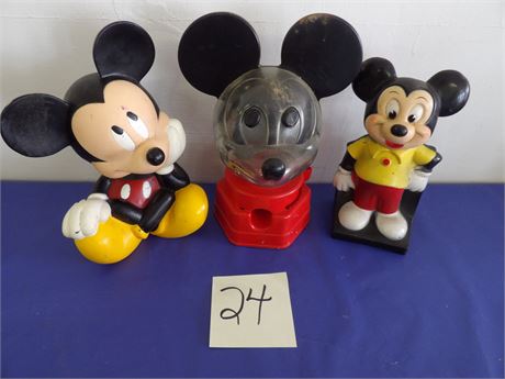 MICKEY MOUSE COIN BANKS ( HARD PLASTIC )