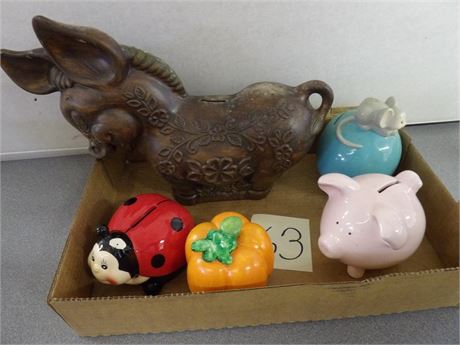 LADYBUG - PUMPKIN - PIG - ETC (PORCELAIN/CERAMIC) COIN BANKS