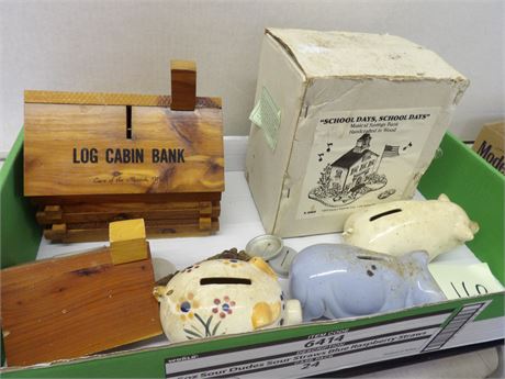 LOG CABIN BANK - PIGGY BANKS ( SMALL ) ETC