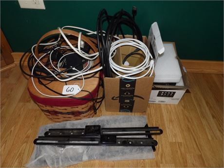 WICKER BASKET - ELECTRICAL CORDS - USB CORDS ETC