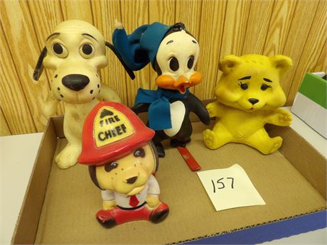 "FIRE CHIEF" - DOG - PENGUIN - ETC ( HARD PLASTIC ) COIN BANKS