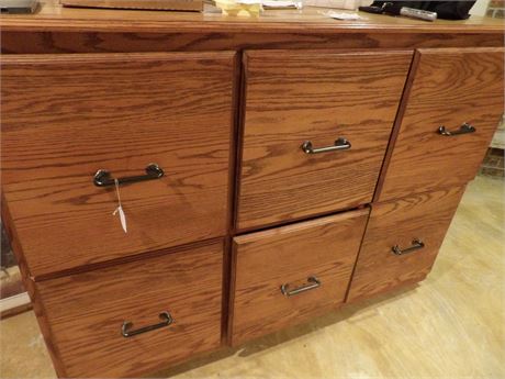 6 DRAWER WOOD CABINET ( FOR RECORDS )