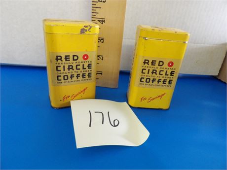 RED CIRCLE COFFEE TIN COIN BANKS