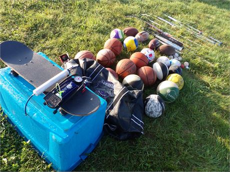 LARGE LOT SPORTING - HOCKEY STICKS - BATS ETC