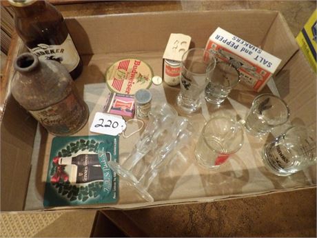 ASSORTMENT OF SHOT GLASSES - BUDWEISER SALT & PEPPER SHAKERS