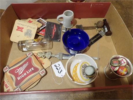 VINTAGE COASTERS - ASH TRAY - BOTTLE BEER CAPS
