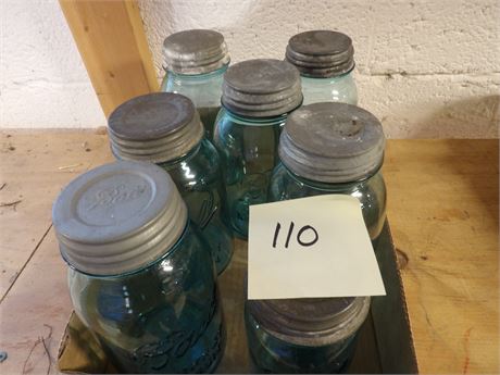 BALL JARS ( BLUE COLORED )  W / LIDS