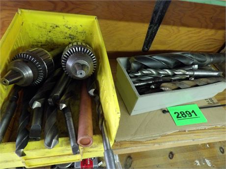 WOODEN TOOLBOX - HEAVY DUTY DRILL BITS - ETC