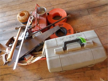 CRAFTSMAN CASE - HAND SAW - EXTENSION CORDS W / REELS ETC
