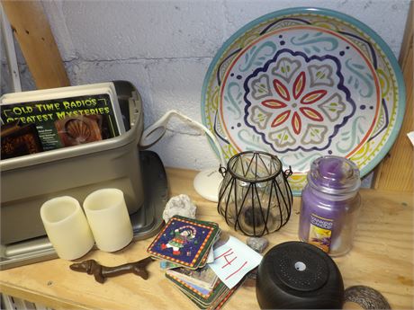 CANDLES - DECORATIVE PLATTER - CASSETTE MYSTERIES - COASTERS - ETC