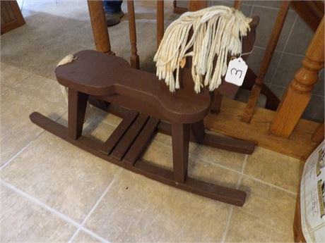 WOODEN CHILDRENS ROCKING HORSE