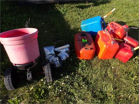 GAS CANS - YARD SPREADER ETC