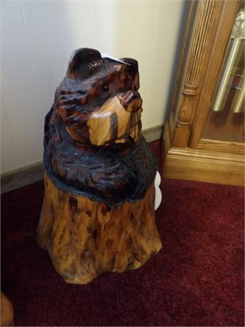 CARVED WOODEN BEAR 22" H