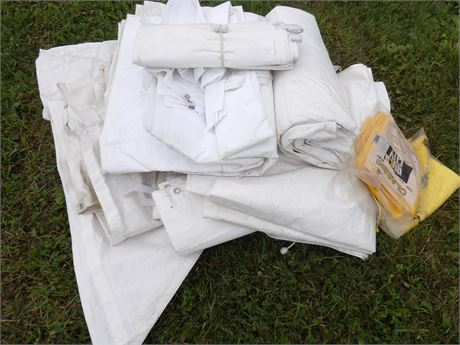 LARGE LOT OF WHITE TARPS