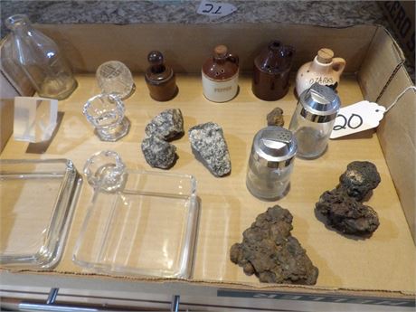 ASH TRAYS - MINI SALT/PEPPER SHAKERS- COLLECTIBLE ROCKS