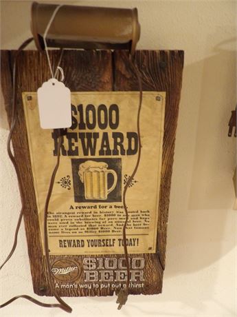 MILLER $1000 BEER SIGN   16"H