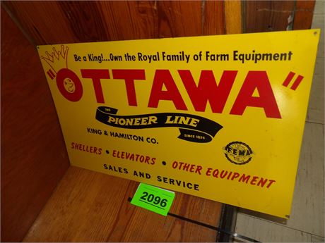"OTTAWA" PIONEER LINE EQUIPMENT METAL SIGN