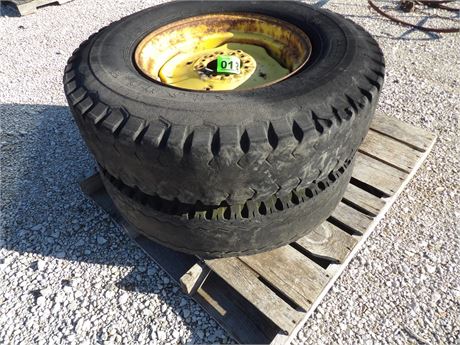 9-20.00 TIRES W / 6 BOLT RIMS