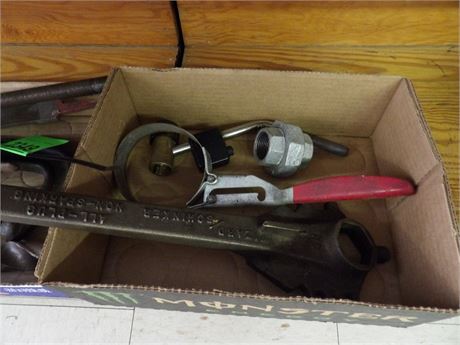 MISC. SHOP ITEMS - HAND FILE - C CLAMP - FILTER WRENCH ETC