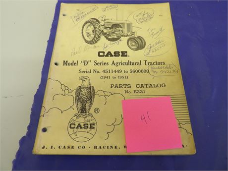 CASE Model D Series Tractors parts manual